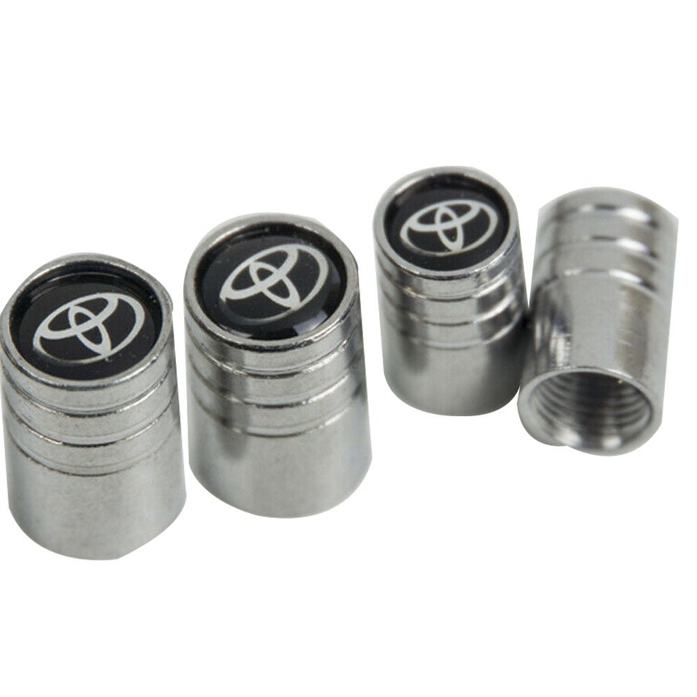 Toyota Silver Chrome Car Wheel Tire Air Valve Caps Stem