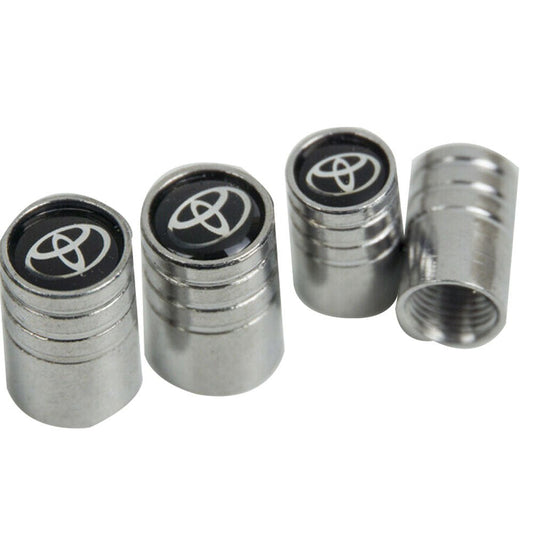 Toyota Silver Chrome Car Wheel Tire Air Valve Caps Stem