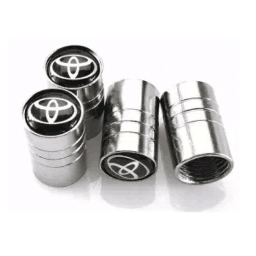 Toyota Silver Chrome Car Wheel Tire Air Valve Caps Stem