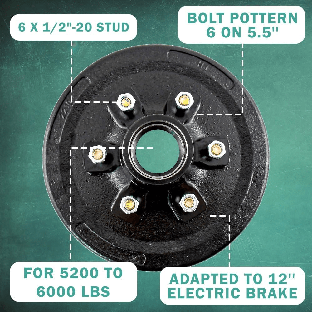 Trailer 6 on 5.5" Hub Drum Kits for 5200-6000 lbs axle