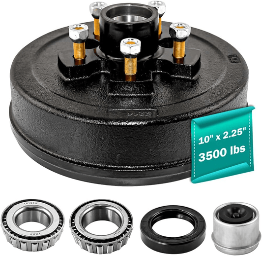 Trailer Brake Hub Drum 10" X 2-1/4" Kit 5 on 4.5" for 3500 Lbs Axle 22001K 008-247-05, 84546