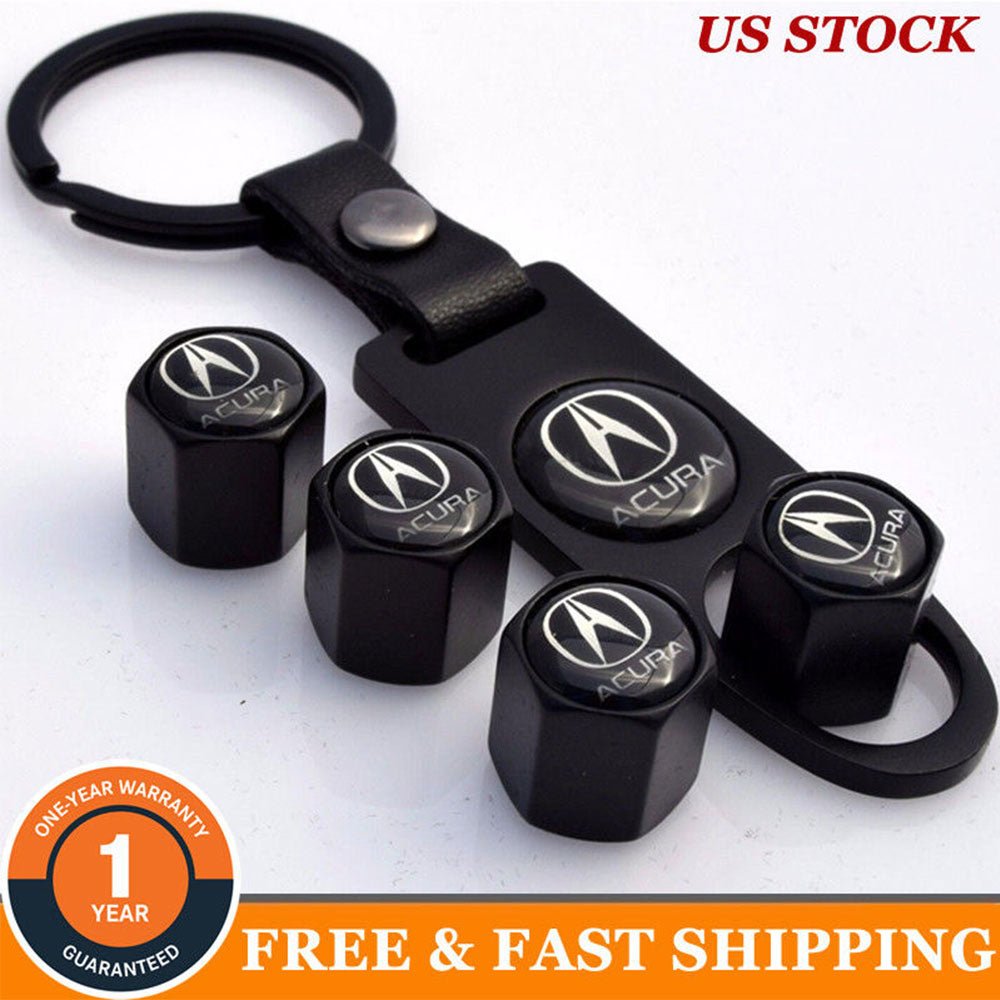 Wheel Tire Valve Dust Stems Air Caps + Acura Logo Keychain