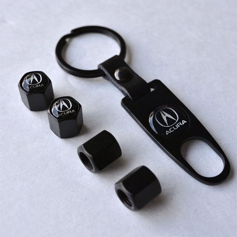 Wheel Tire Valve Dust Stems Air Caps + Acura Logo Keychain