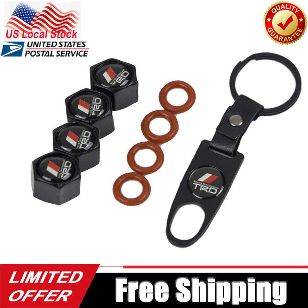 Wheel Tire Valve Dust Stems Air Caps + Toyota Trd Logo