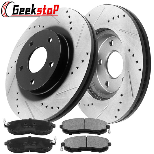 Ford Explorer Flex Taurus Front Drilled Disc Brake Rotors Brake Pads