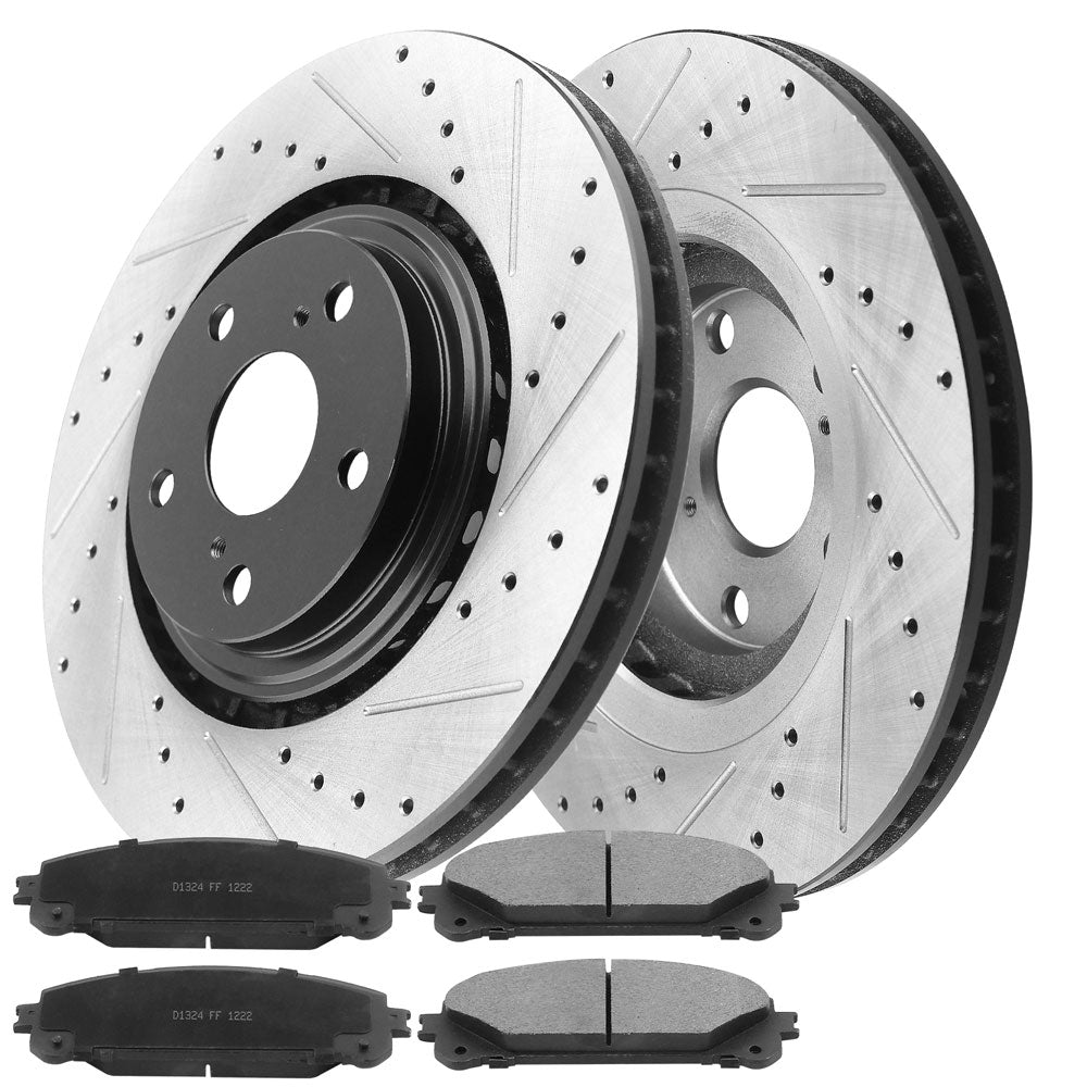 Toyota Highlander Sienna Front Drilled Rotors Brake Pads