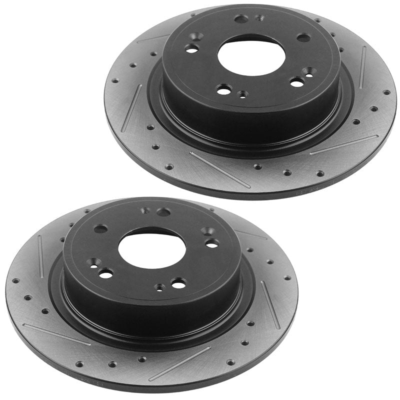 Acura TSX Honda Accord HR-V Rear E-Coated Drill Brake Rotors Ceramic Pads