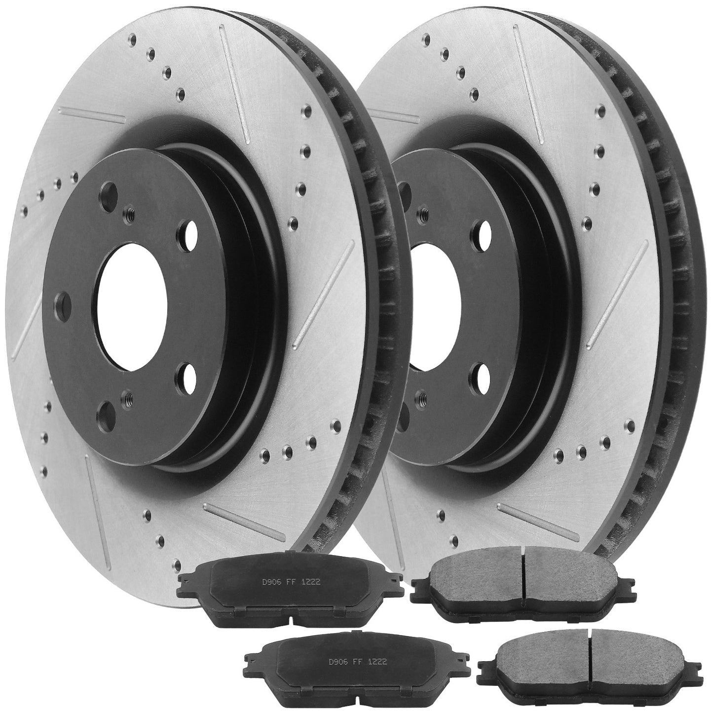 Toyota Avalon Sienna IS250 Front Black Brake Rotors And Ceramic Brake Pads