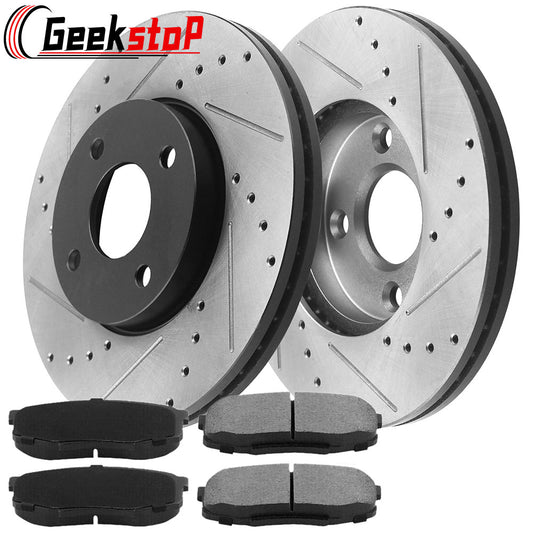 HONDA CIVIC INSIGHT ACURA EL Front Drilled Brake Rotors Ceramic Pads