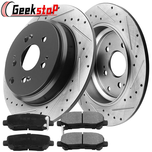 Honda Pilot Odyssey Acura MDX Rear E-Coated Brake Disc Rotors Ceramic Pads