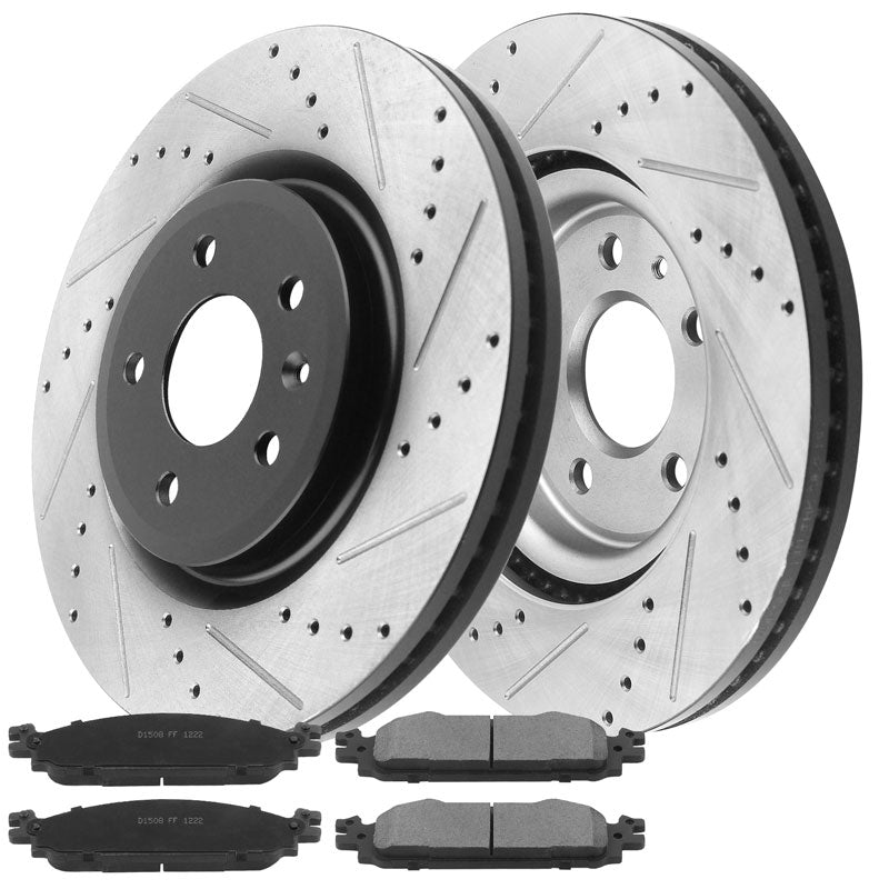Ford Explorer Flex Taurus MKT Front Drilled Disc Brake Rotors Brake Pads