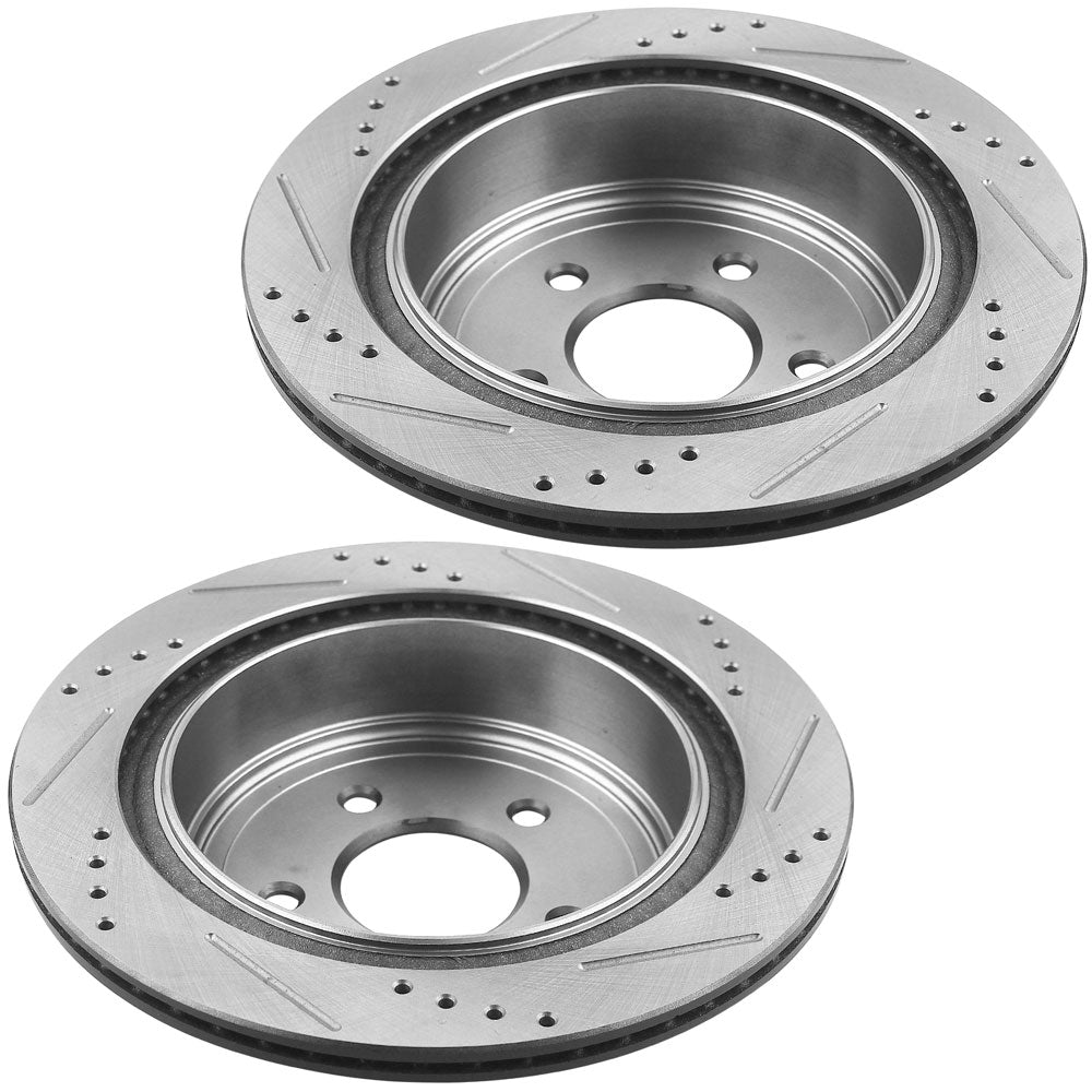 Infiniti Rear E-Coated Drill Slot Brake Rotors Brake Pads