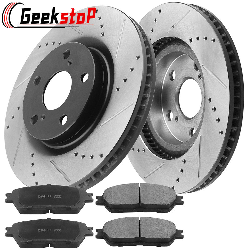 Toyota Avalon Sienna IS250 Front Black Brake Rotors And Ceramic Brake Pads