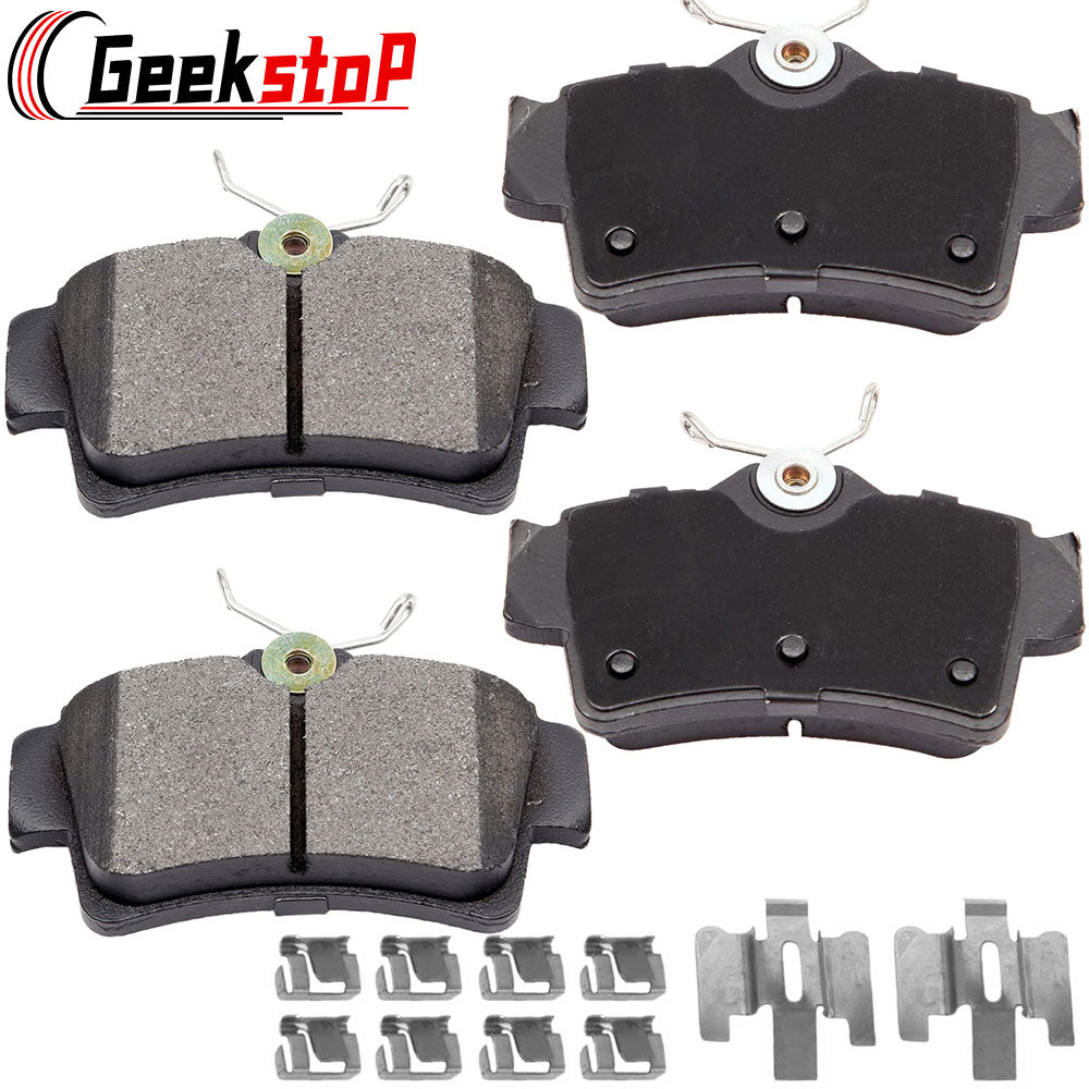 Geekstop D627 Ceramic Rear Brake Pads Kit 1994-2004 Ford Mustang-4pcs Left and Right Sides -All Clips and  Included