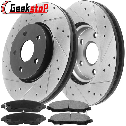 Chevy Impala 2006-2013 Front Drilled Rotors plus Ceramic Brake Pads