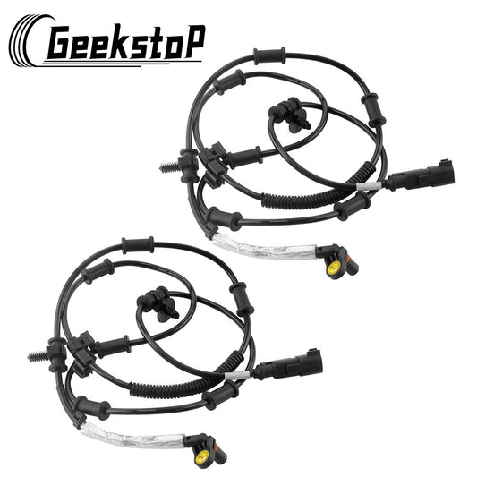 Two black Geekstop ABS wheel speed sensors for vehicles, showing coiled wires with multiple connection points.