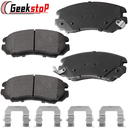 Geekstop Ceramic Front Brake Pads Kit 2007-2010 Hyundai Elantra, 2003-2005 Hyundai Sonata, 2006-2010 Hyundai Sonata, 2003-2010 Kia Optima, 2005-2010 Kia Sportage - 4pcs
