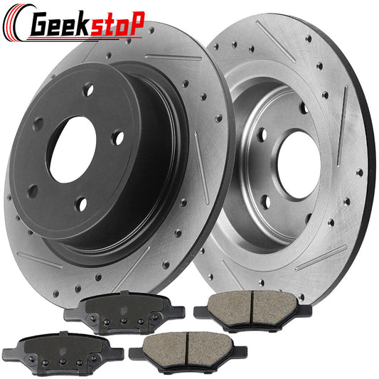 Chevy HHR Pontiac G5 G6 Saturn Ion Aura Rear Brake Rotors Ceramic Pads