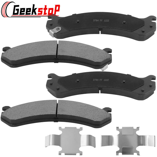 Geekstop Ceramic Front Brake Pads Kit 1999-2017 Chevrolet Avalanche/ Silverado 1500 HD/ Silverado 2500, 2003-2009 Hummer H2 - 4pcs