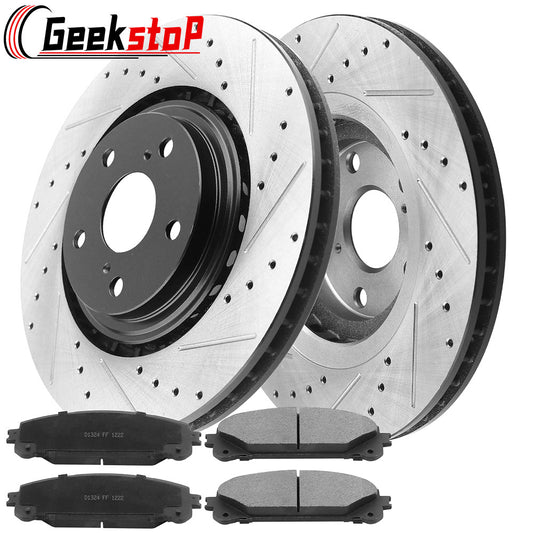 Toyota Highlander Sienna Front Drilled Rotors Brake Pads