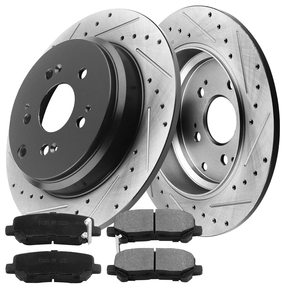 Honda Pilot Odyssey Acura MDX Rear E-Coated Brake Disc Rotors Ceramic Pads