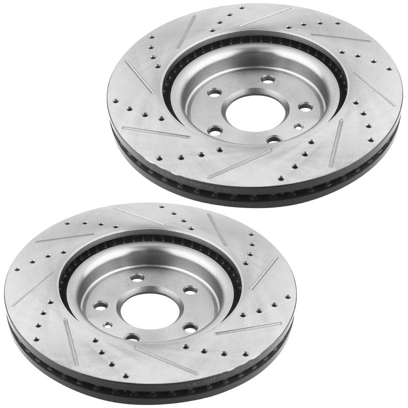Ford Explorer Flex Taurus MKT Front Drilled Disc Brake Rotors Brake Pads