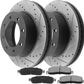 Geekstop Drilled & Slotted Front Brake Rotors + Ceramic Brake Pads Kit 2005-2012 Ford F-250 F-350 Super Duty