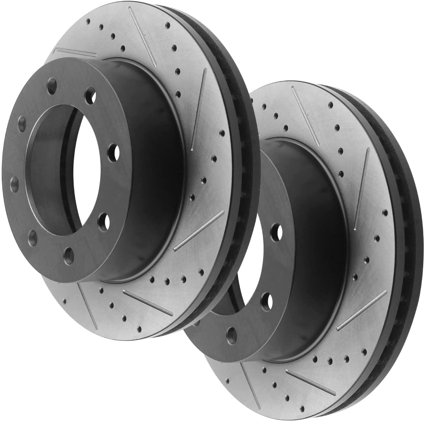 Ford F-250 F-350 Super Duty 2010 4WD Front Drilled Rotors plus Ceramic Pads