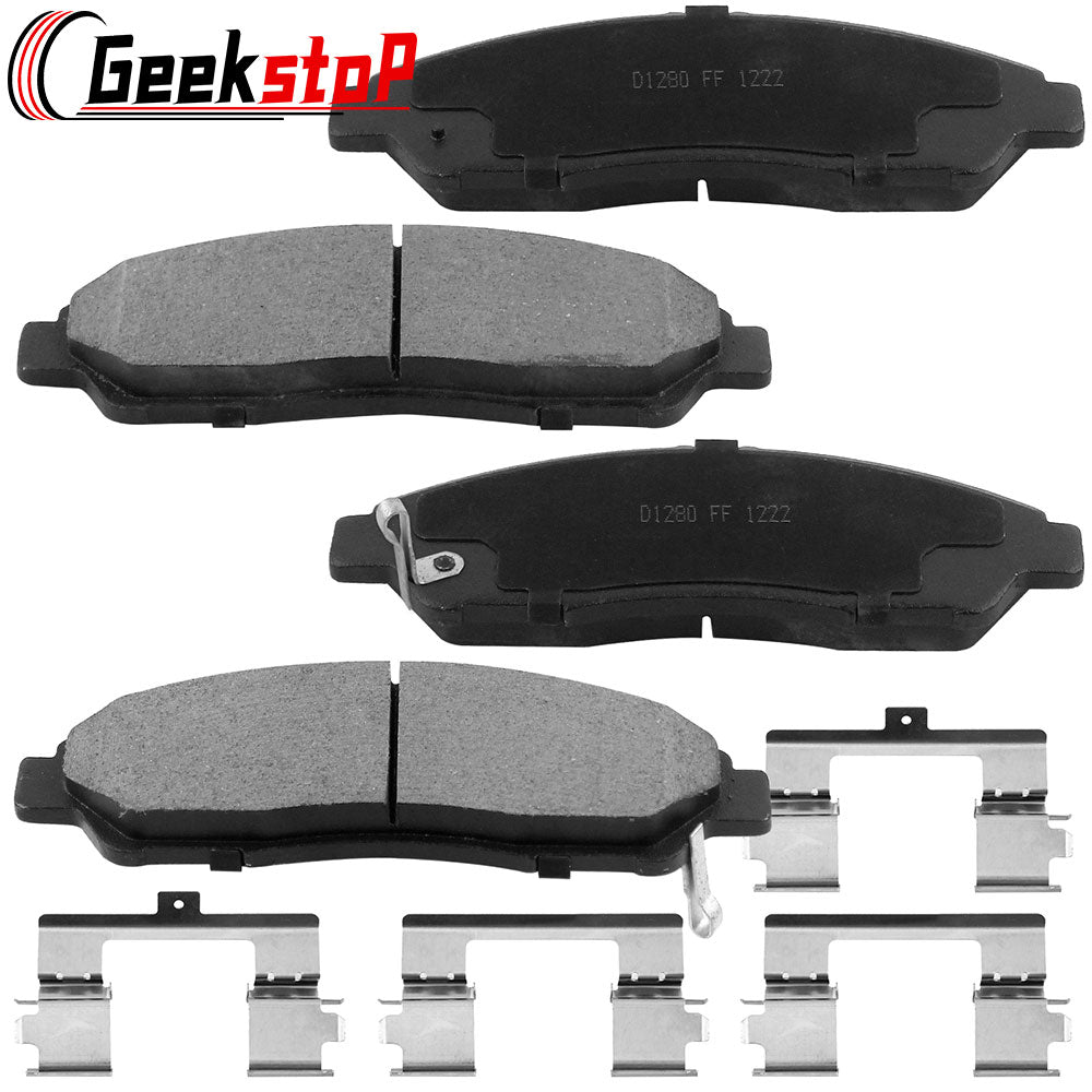 Geekstop Ceramic Front Brake Pads Kit 2007-2013 Acura MDX, 2010-2013 Acura ZDX, 2009-2015 Honda Polit, 2014-2020 Acura RLX - 4pcs- All Clips &  Included