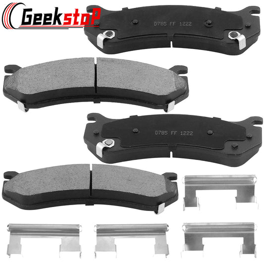 Geekstop Ceramic Front Brake Pads Kit 2002-2006 Cadillac Escalade, 1999-2008 Chevy Silverado 1500/ Suburban 1500/ Tahoe, 1999-06 GMC Sierra 1500 - 4pcs