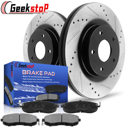 Nissan Altima Maxima Infiniti Front DRILLED Brake Rotors Brake Pads