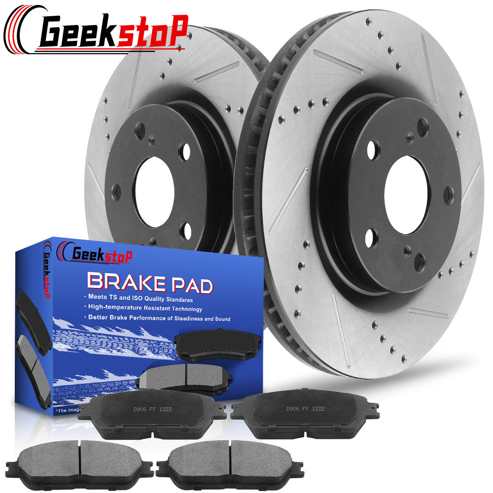 Toyota Avalon Sienna IS250 Front Black Brake Rotors And Ceramic Brake Pads