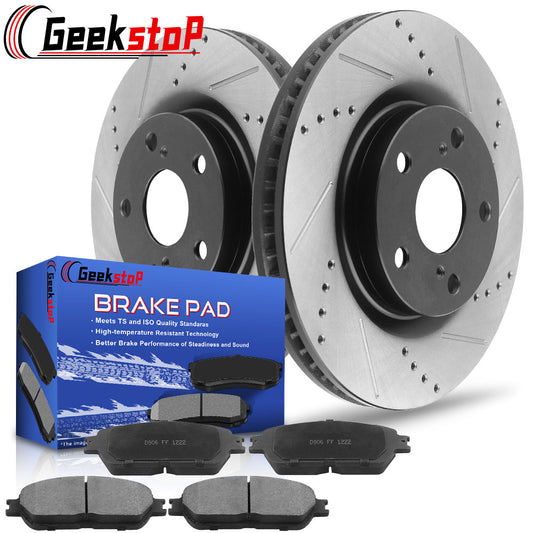 Toyota Avalon Sienna IS250 Front Black Brake Rotors And Ceramic Brake Pads