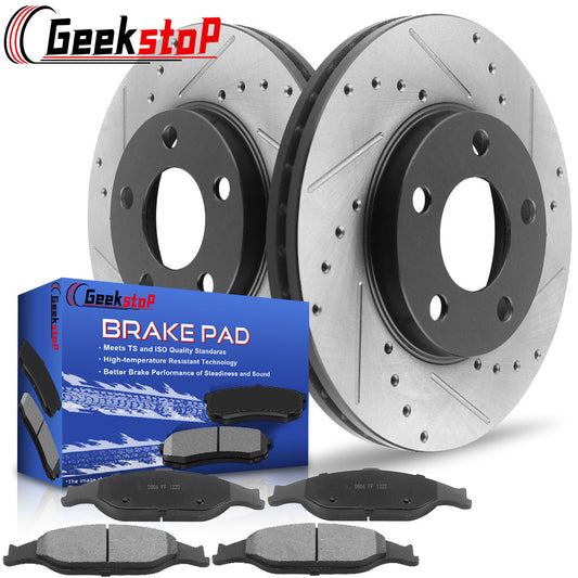 Ford Mustang Front Black E-Coating Brake Rotors Ceramic Pads