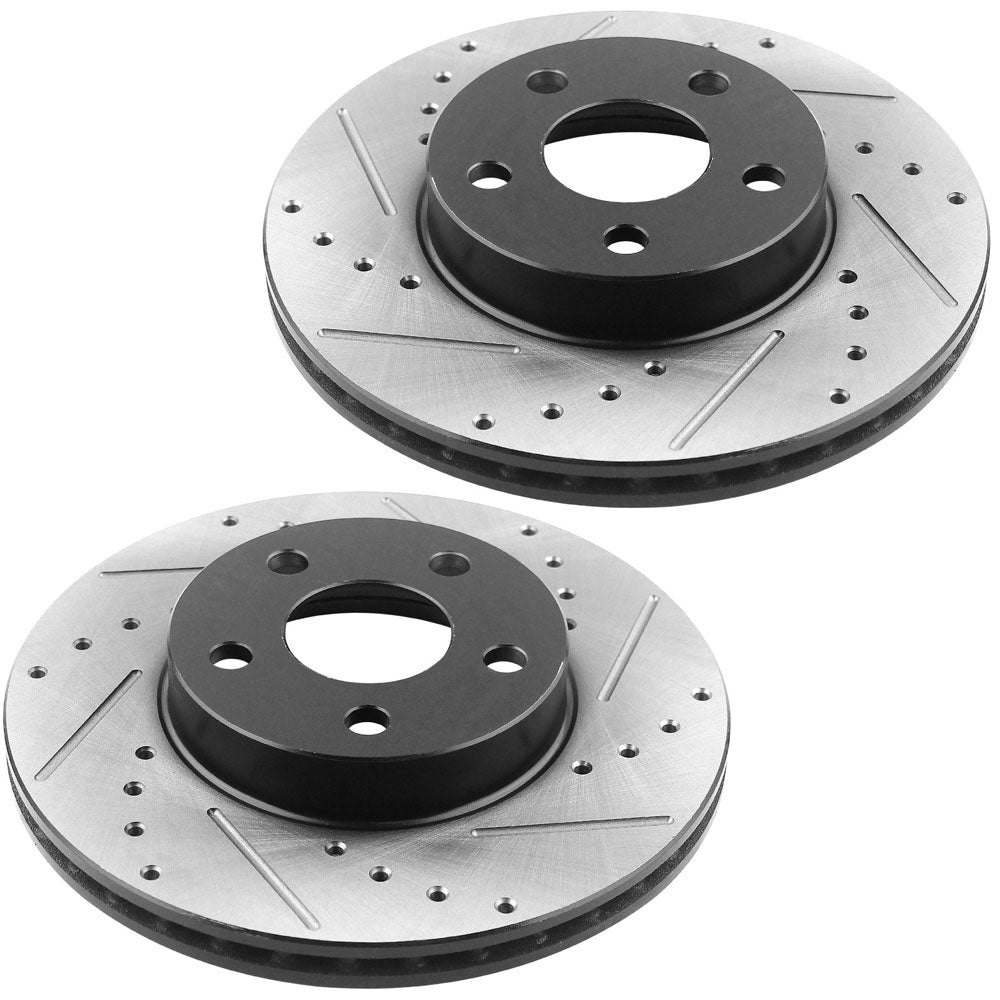 Skylark Grand Am Sunfire Front Coated Drill Rotors Brake Ceramic Pads Kit
