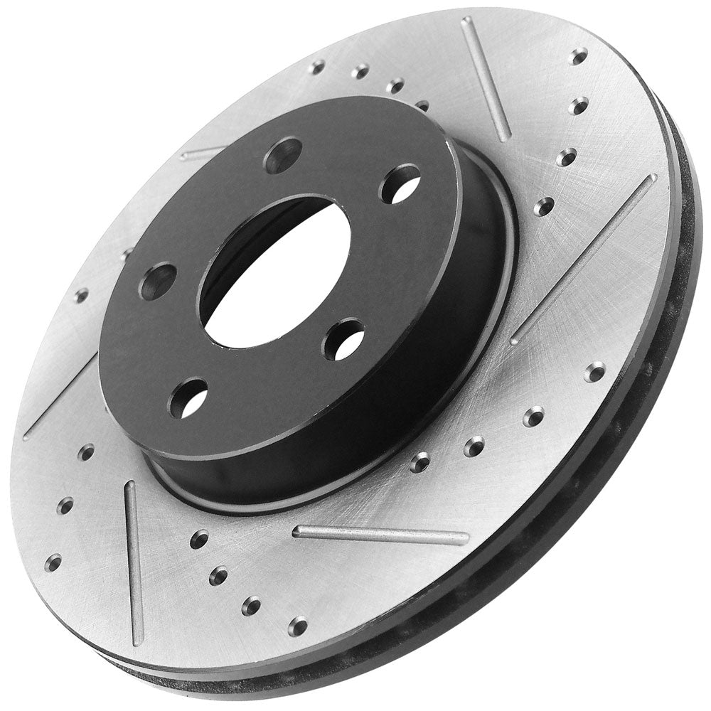 Skylark Grand Am Sunfire Front Coated Drill Rotors Brake Ceramic Pads Kit