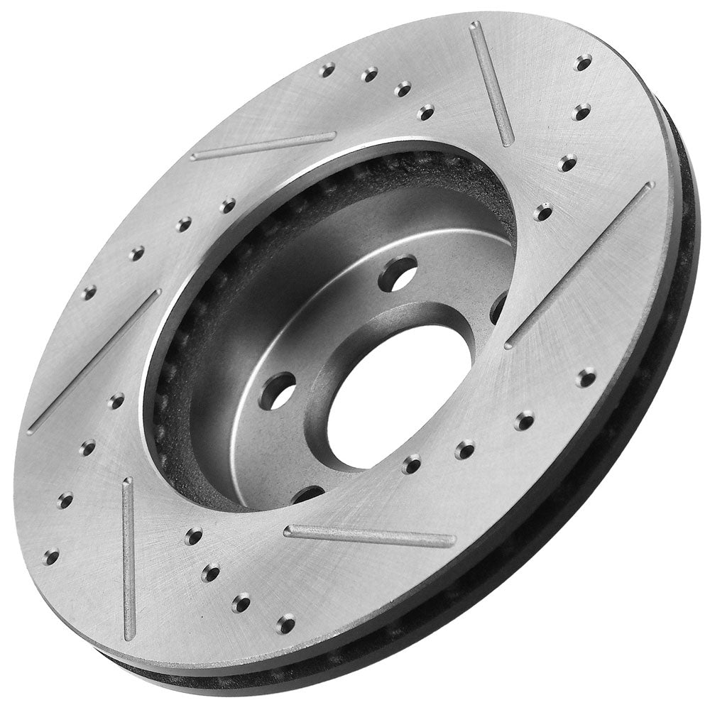 Skylark Grand Am Sunfire Front Coated Drill Rotors Brake Ceramic Pads Kit