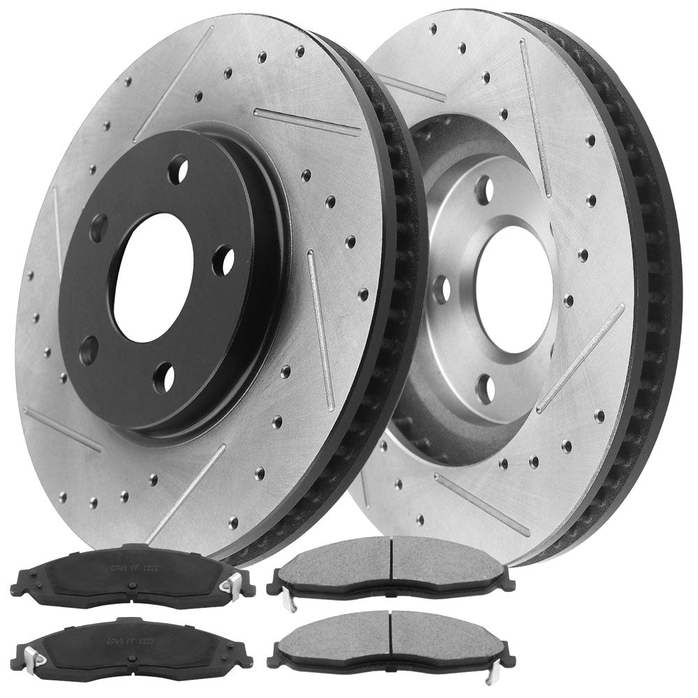 Chevy Camaro Pontiac Firebird Front Slotted Brake Rotors Brake Pads