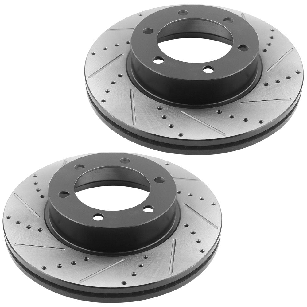 Ford F-150 Lincoln Mark LT 2004-2008 4WD Front Slotted Rotors plus Ceramic Pads