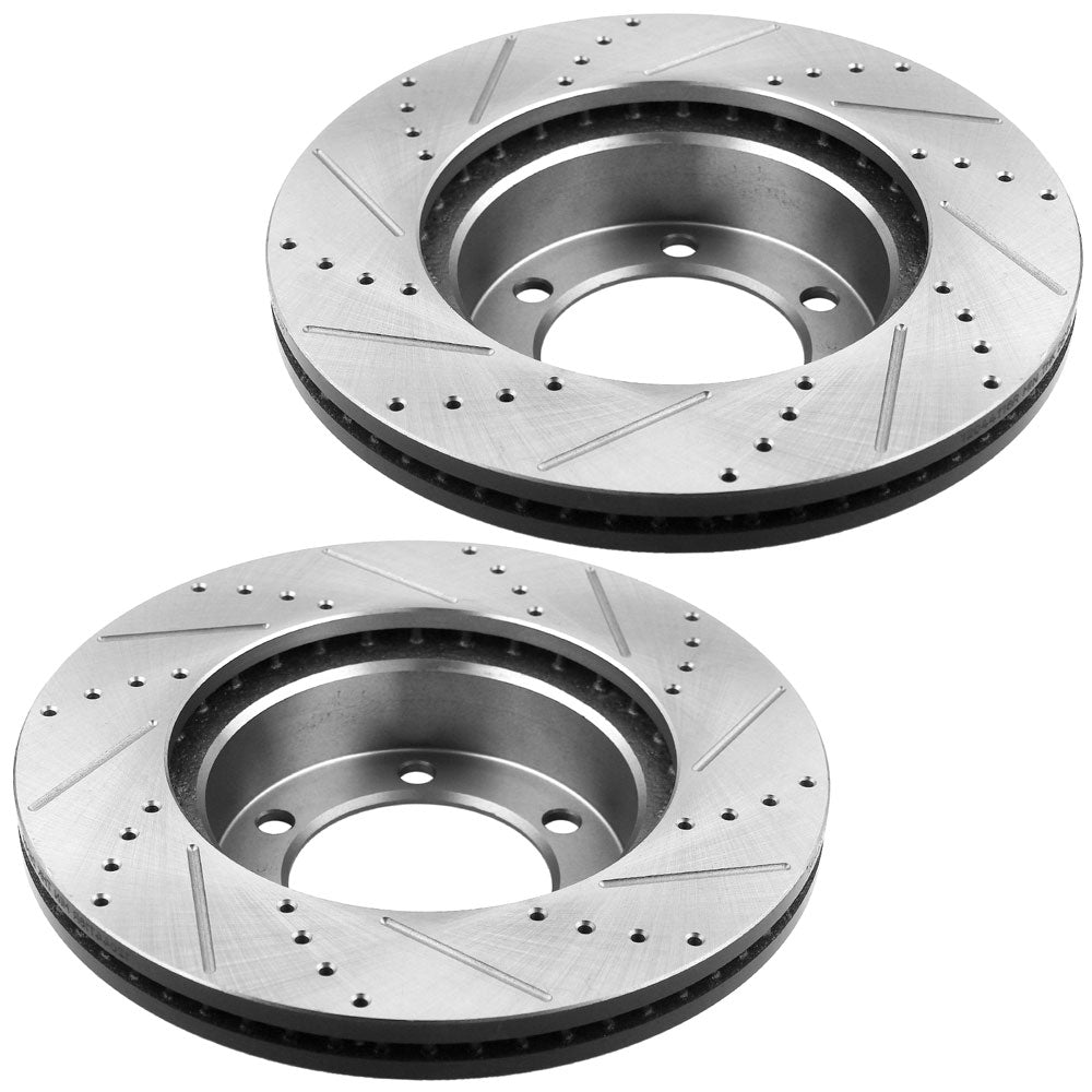 Ford F-150 Lincoln Mark LT 2004-2008 4WD Front Slotted Rotors plus Ceramic Pads