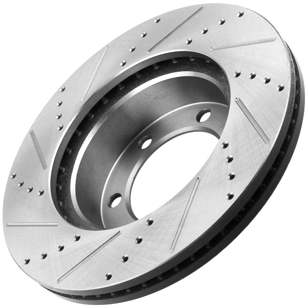 Ford F-150 Lincoln Mark LT 2004-2008 4WD Front Slotted Rotors plus Ceramic Pads