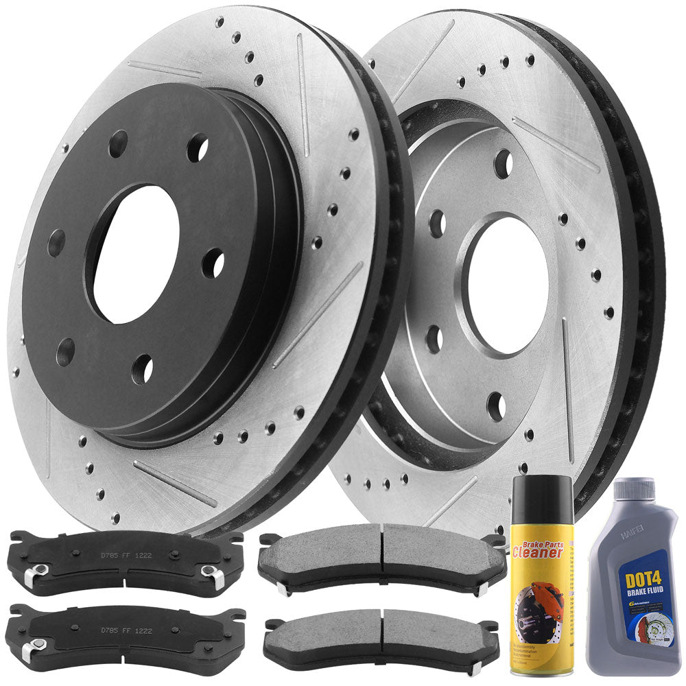 Chevy GMC Express Savana FRONT Coated Brake Rotors Ceramic Pads