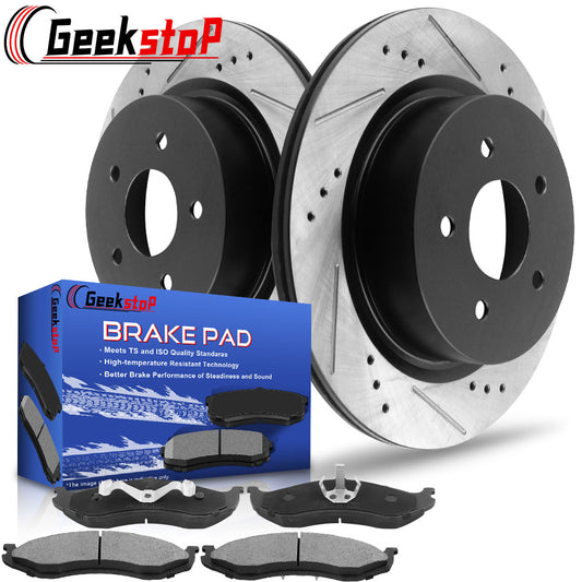 Cherokee XJ Wrangler TJ 1999-2006 Front Drilled Rotors plus Ceramic Pads