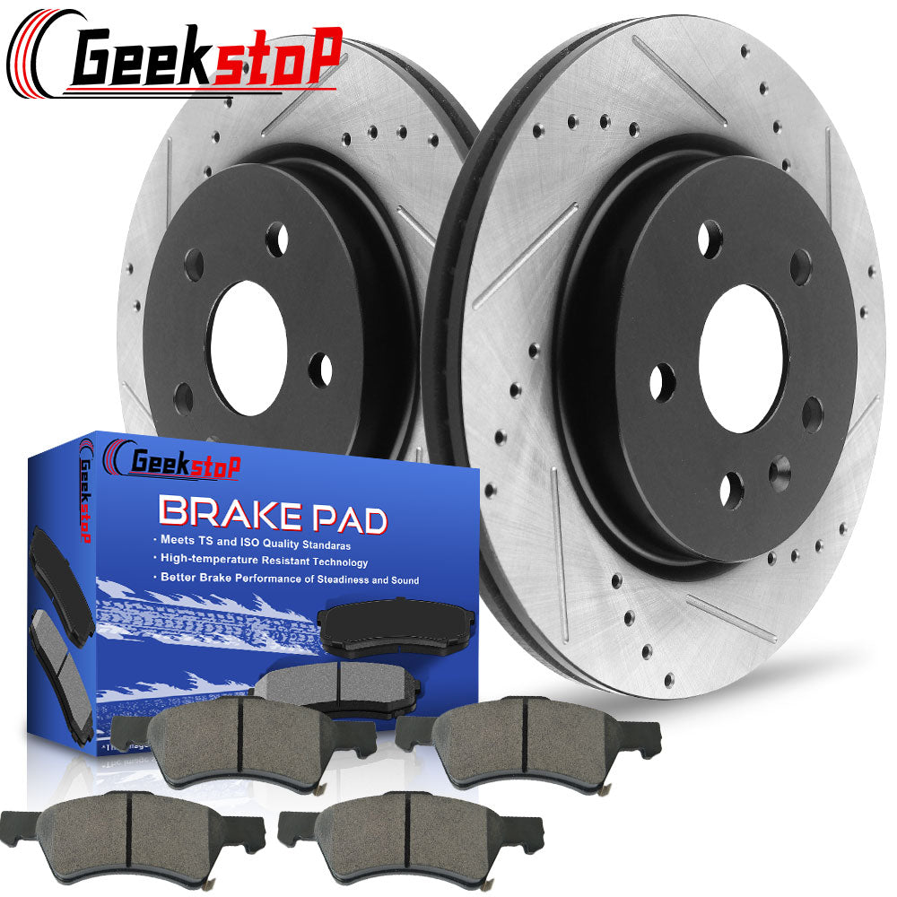 Town Country Caravan 2001 2007 Front Brake Rotors plus Ceramic Pads