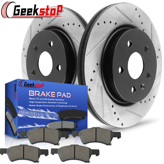 Town Country Caravan 2001 2007 Front Brake Rotors plus Ceramic Pads