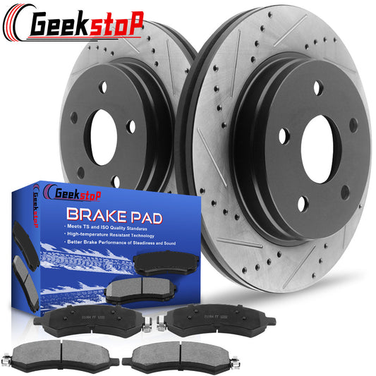 Dodge RAM 1500/Durango Front Drilled Slotted Rotors plus Ceramic Pads