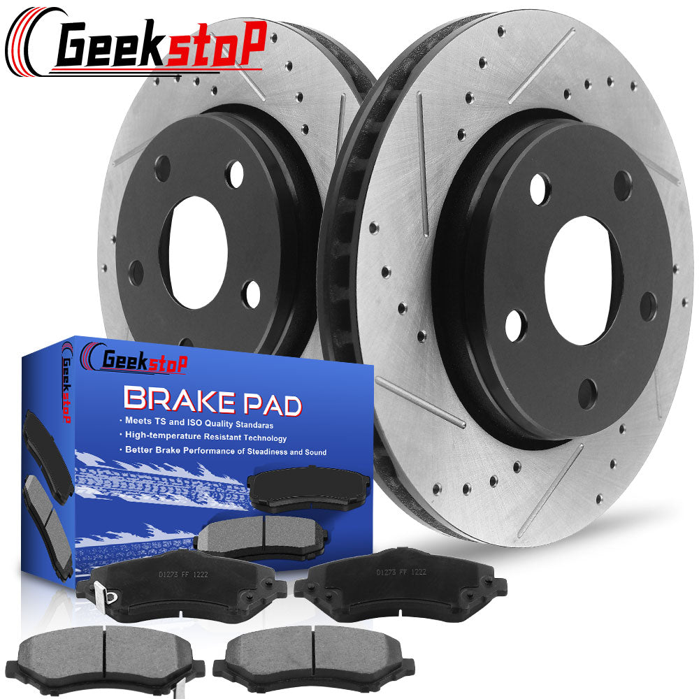 Jeep Wrangler JK CA E5 302mm Front Slotted Brake Rotors Ceramic Brake Pads