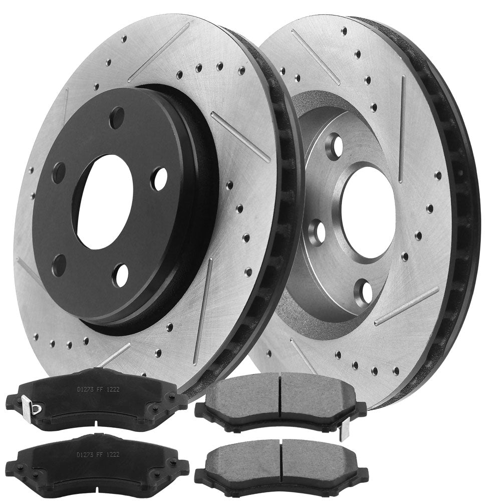 Jeep Wrangler JK CA E5 302mm Front Slotted Brake Rotors Ceramic Brake Pads