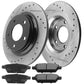 Ford Mustang Base GT Rear DRILLED Brake Rotors Ceramic Pads