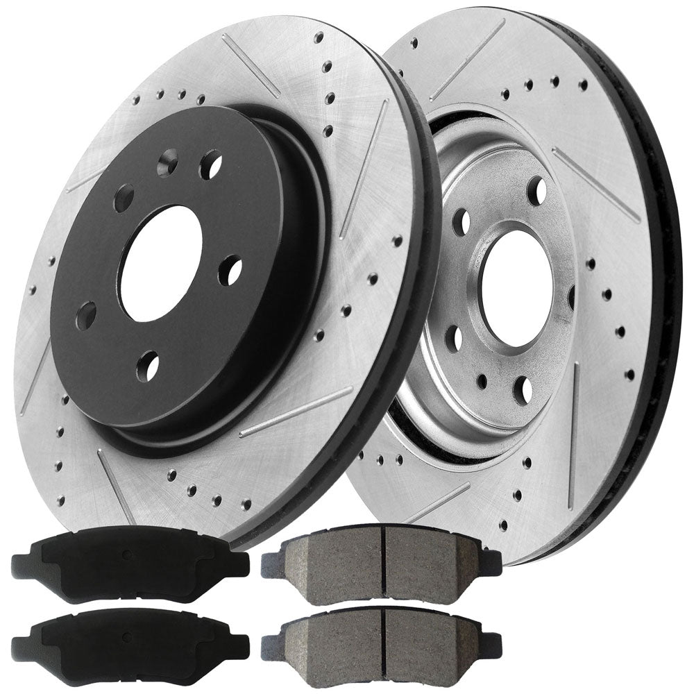 CTS Chevy Camaro Rear Drilled Brake Rotors Brake Pads